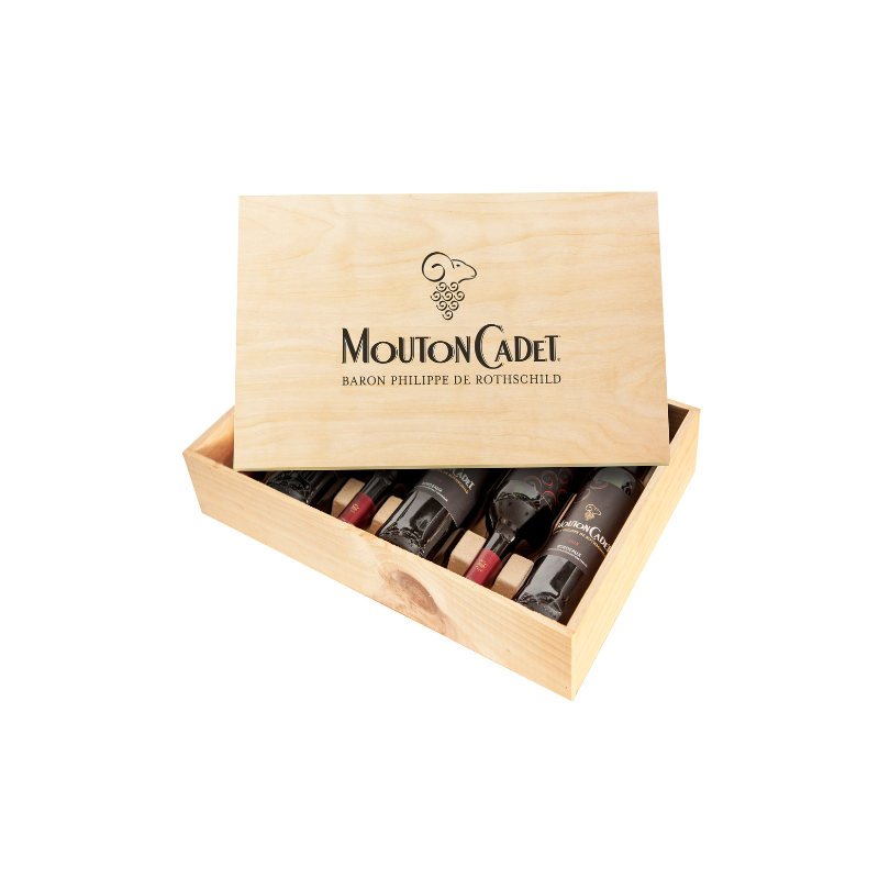 Caisse Bois 6 bouteilles Mouton Cadet Rouge 2023
